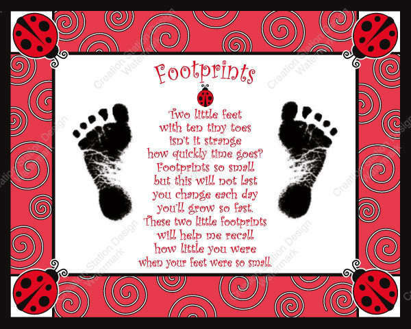 Footprint Quotes For Baby
 Ladybug Theme Baby s Footprints with Poem