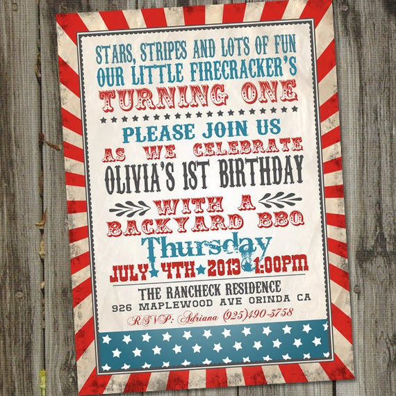 Fourth Of July Birthday Party
 Little Firecracker Retro Vintage Fourth of July by partymonkey