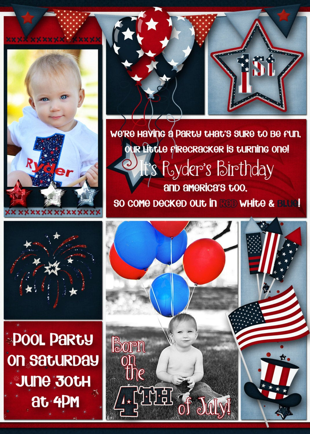 Fourth Of July Birthday Party
 4th of July Birthday Party Invitation