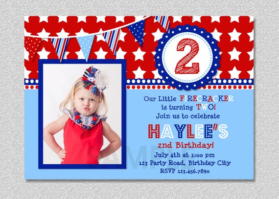 Fourth Of July Birthday Party
 4th of July Birthday Invitation Red White by