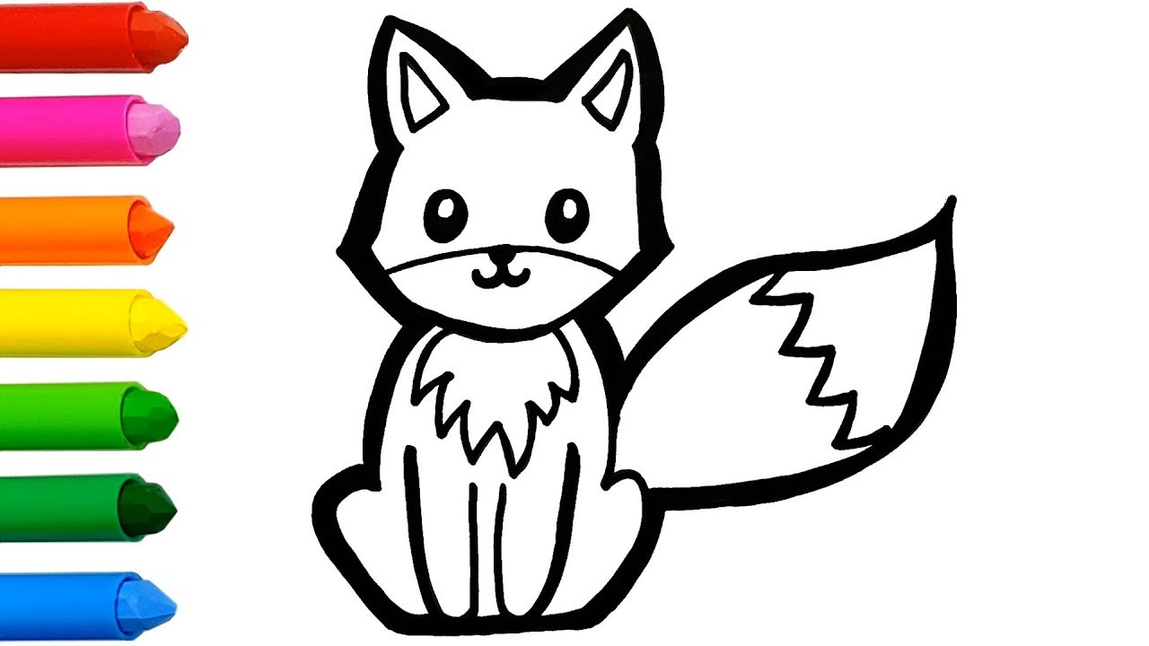Fox Coloring Pages For Kids
 Cute Fox coloring and drawing Learn Colors for kids