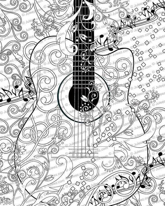 Free Adult Coloring Pages Printable
 Adult Coloring Page Printable Adult Guitar Coloring Poster