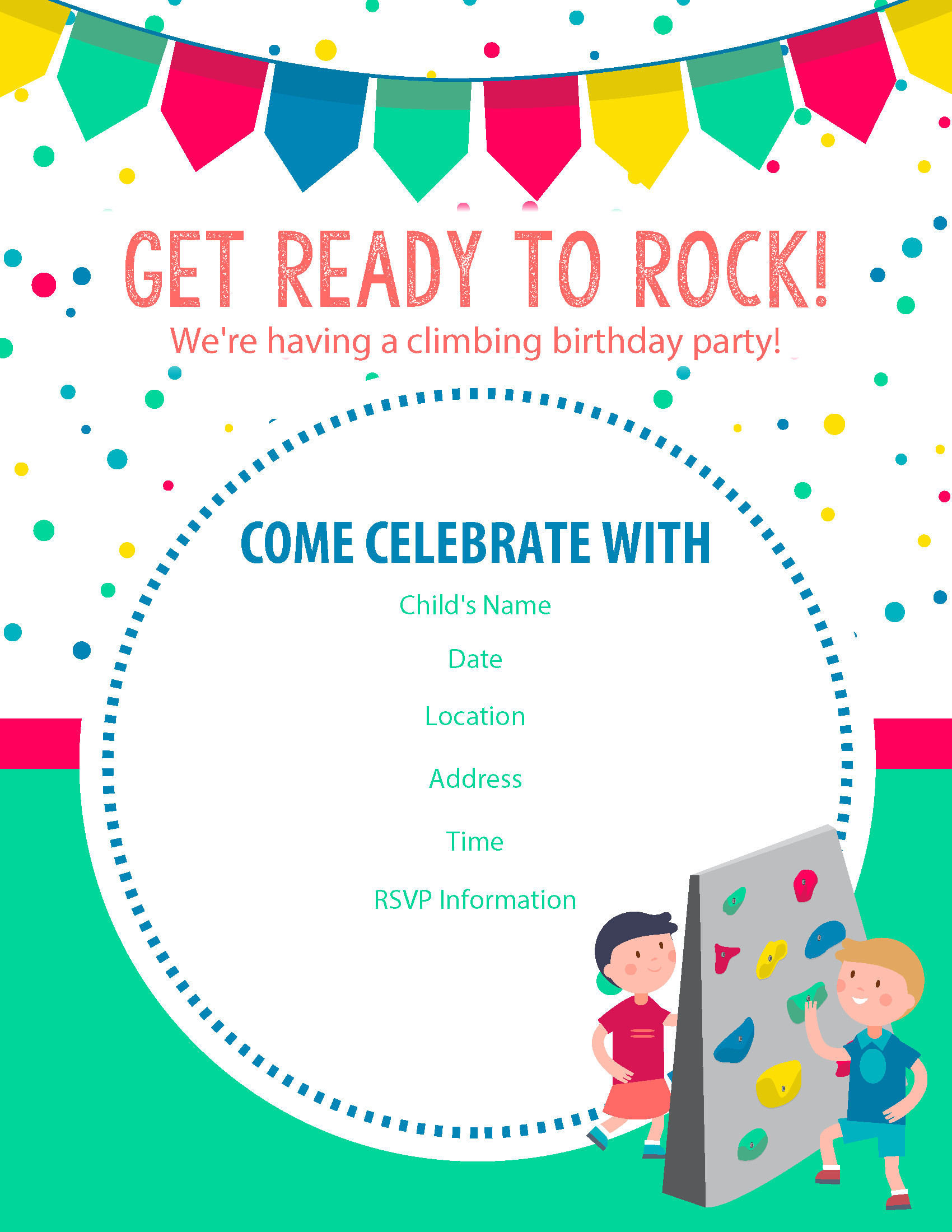 Free Birthday Invitations
 Happy Birthday Free Rock Climbing Birthday Party Invitations