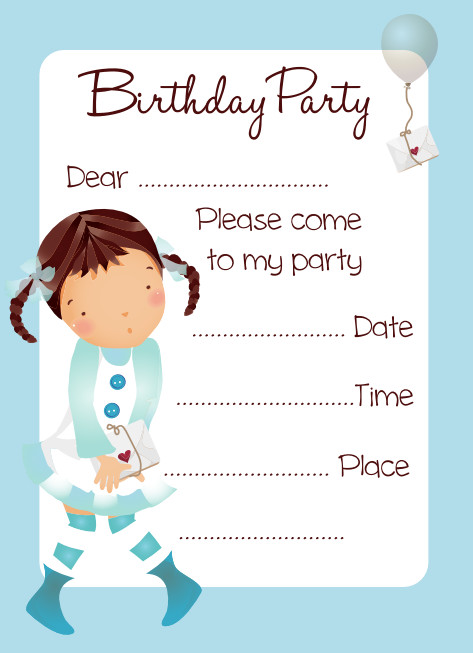 Free Birthday Invitations
 Balloon Girl Birthday Party Invitation