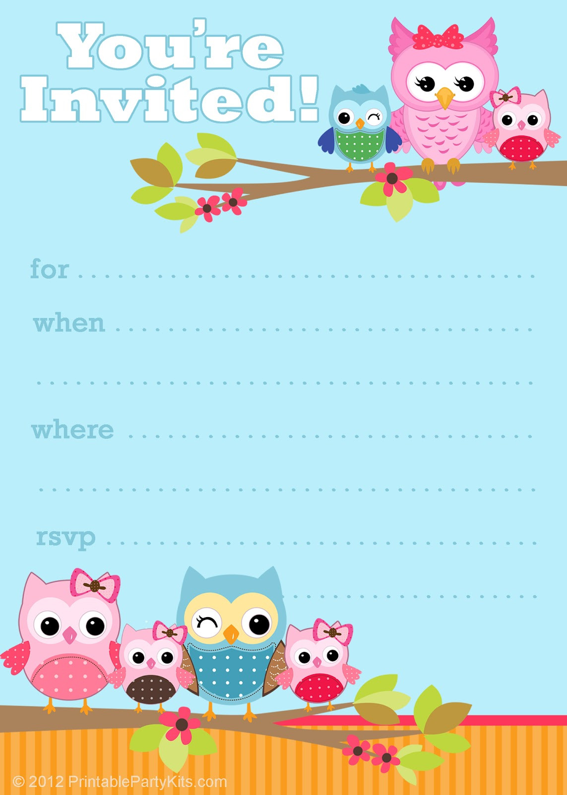 Free Birthday Invitations
 Free Printable Party Invitations Cute Owl Invitations