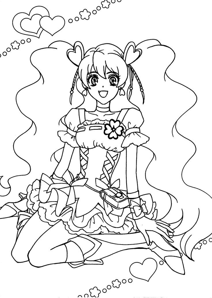 Free Coloring Books For Girls
 Pretty cure anime girls coloring pages for kids printable