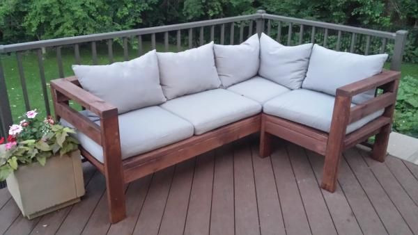 Free DIY Outdoor Furniture Plans
 amazing outdoor sectional diy 2x4 stained wood simple nice