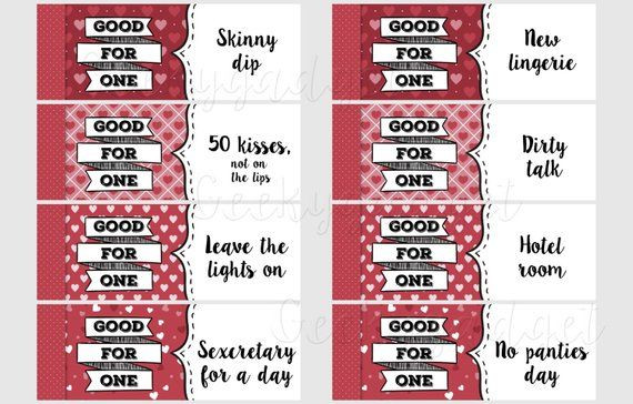 Free Gift Ideas For Girlfriend
 Naughty Coupon Book 16 printable coupons for Boyfriend