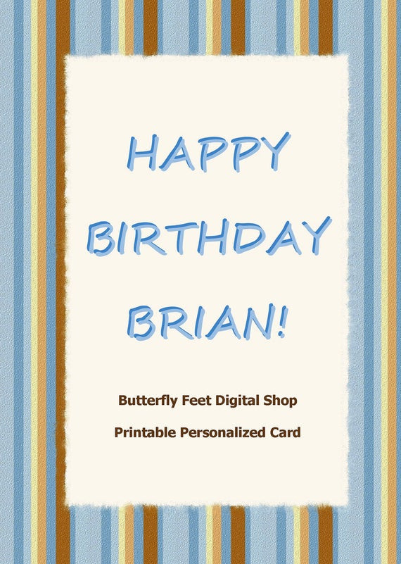 Free Personalized Birthday Cards
 Items similar to Printable Birthday Card for Men