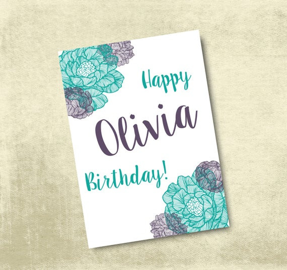 Free Personalized Birthday Cards
 Personalized Printable Birthday Card 5X7 by
