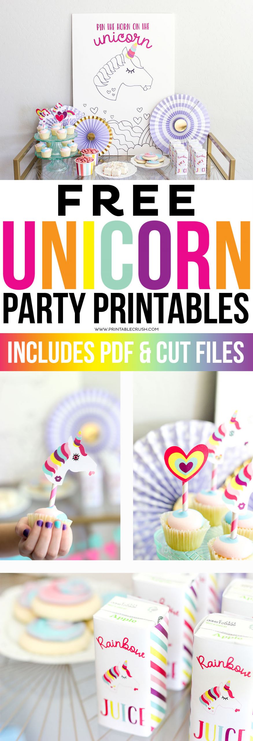 Free Printable Birthday Decorations
 Free Unicorn Party Printables and Cut Files Printable Crush