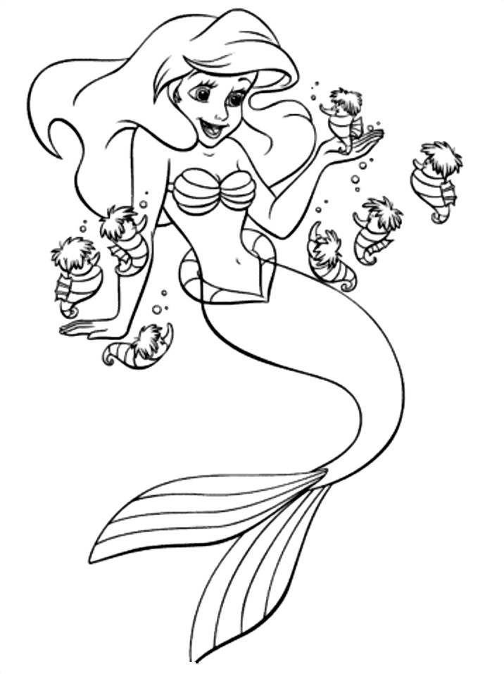 Free Printable Coloring Pages Disney
 Disney Princess Mermaid Coloring Pages