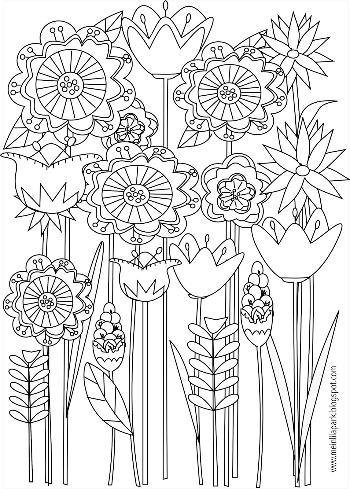 Free Printable Coloring Pages Of Flowers
 Free printable floral coloring page ausdruckbare