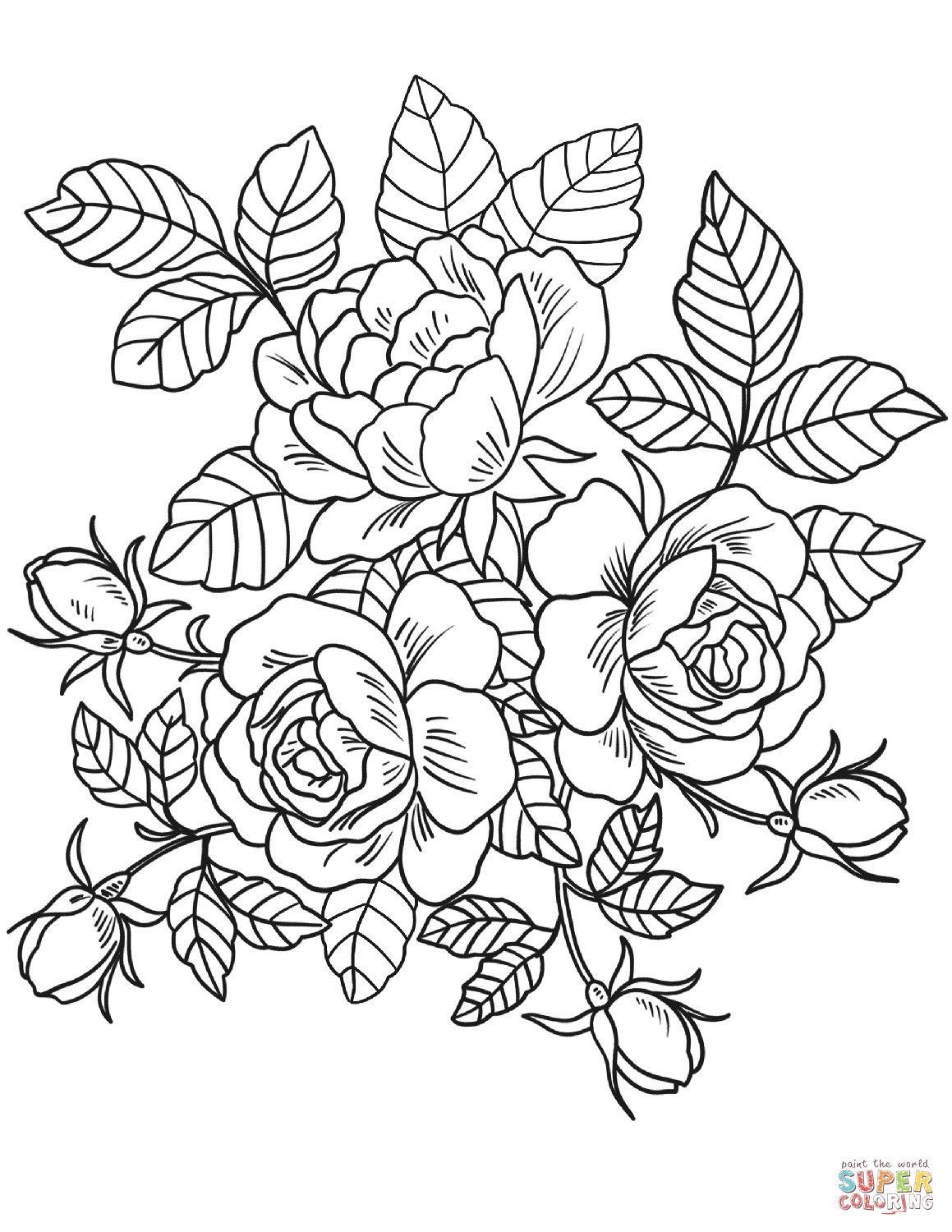 Free Printable Coloring Pages Of Flowers
 Roses Flowers coloring page