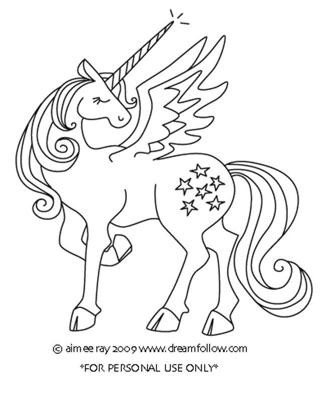 Free Printable Coloring Pages Of Unicorns
 little dear tracks Winged Unicorn