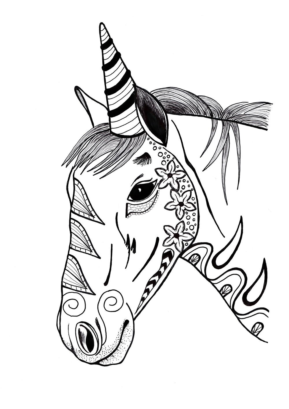 Free Printable Coloring Pages Of Unicorns
 Colorful Unicorn Adult Coloring Page