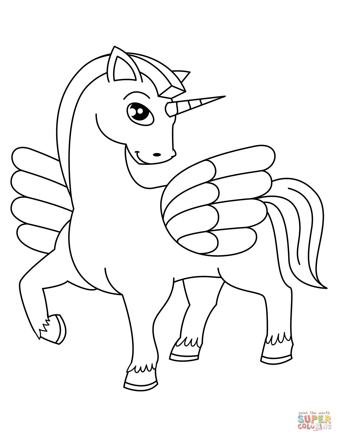 Free Printable Coloring Pages Of Unicorns
 Cute Winged Unicorn coloring page