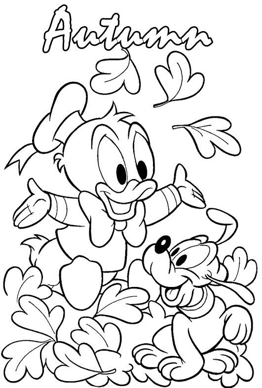 Free Printable Fall Coloring Pages
 Donald And Pluto Playing In The Fall Season Coloring Pages