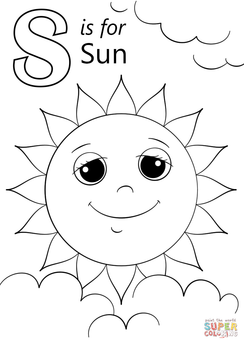 Free Printable Sun Coloring Pages
 Letter S is for Sun coloring page