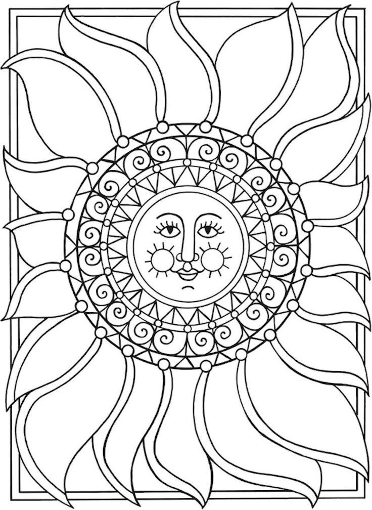 Free Printable Sun Coloring Pages
 1036 best Adult Coloring Pages images on Pinterest