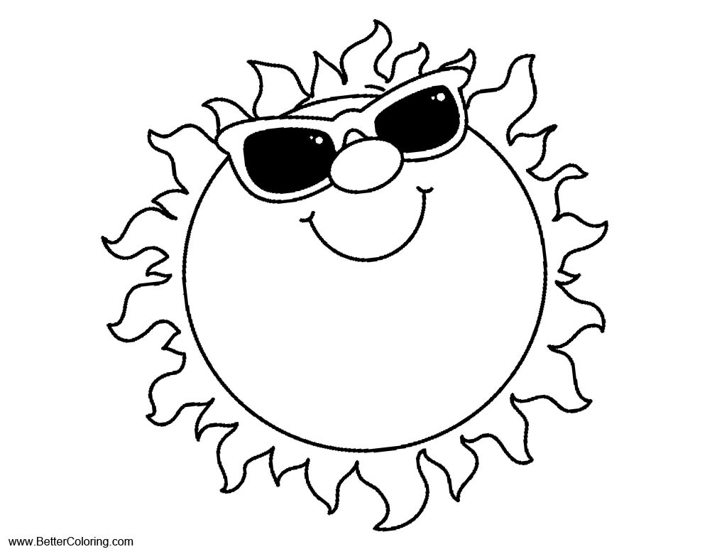 Free Printable Sun Coloring Pages
 Summer Fun Coloring Pages Sun with Sunglasses Free
