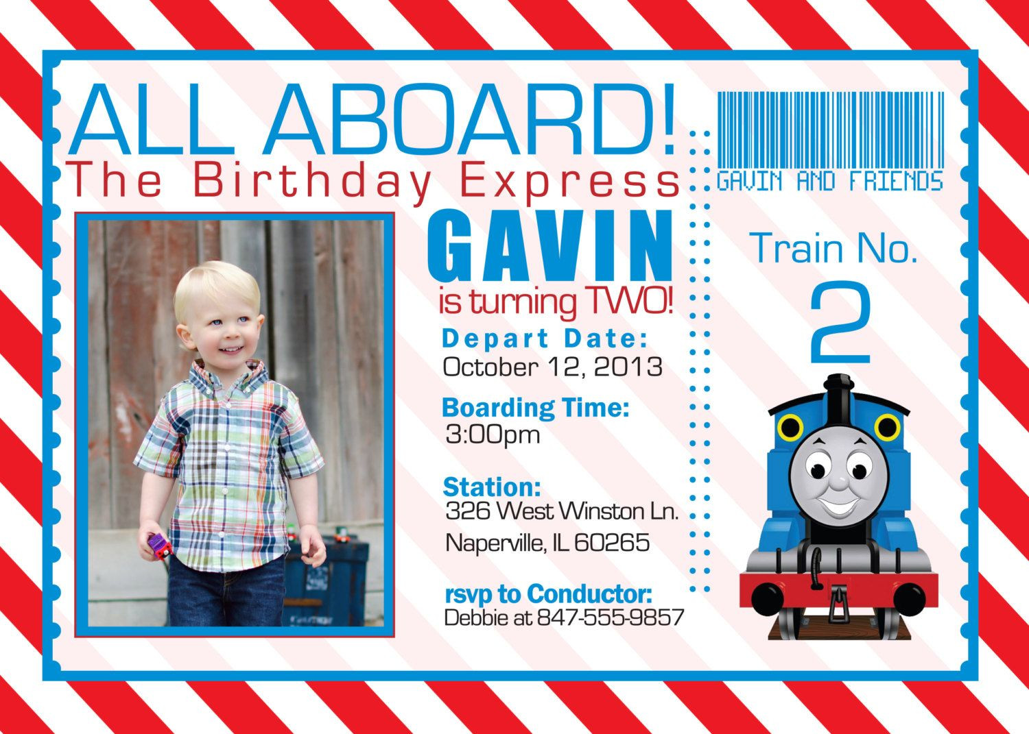 Free Printable Thomas The Train Birthday Invitations
 Birthday THOMAS THE TRAIN Invitation Digital by