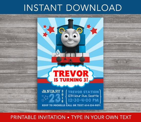 Free Printable Thomas The Train Birthday Invitations
 Thomas the Train Invitation INSTANT DOWNLOAD by OhSoInstant