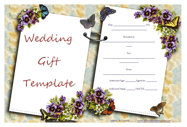 Free Wedding Gifts
 Gift Certificate Templates