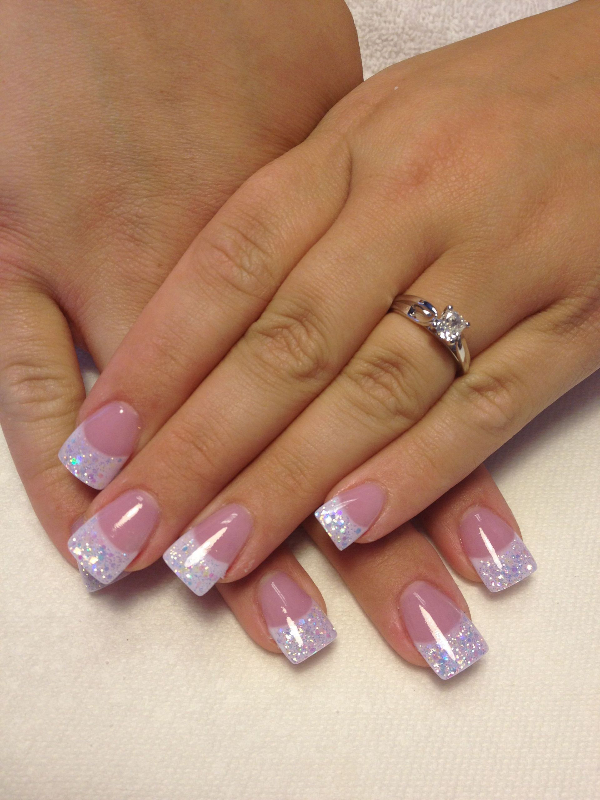 French Gel Nail Designs
 Sparkly pink and whites by Cathy Heine Curl Up and Dye