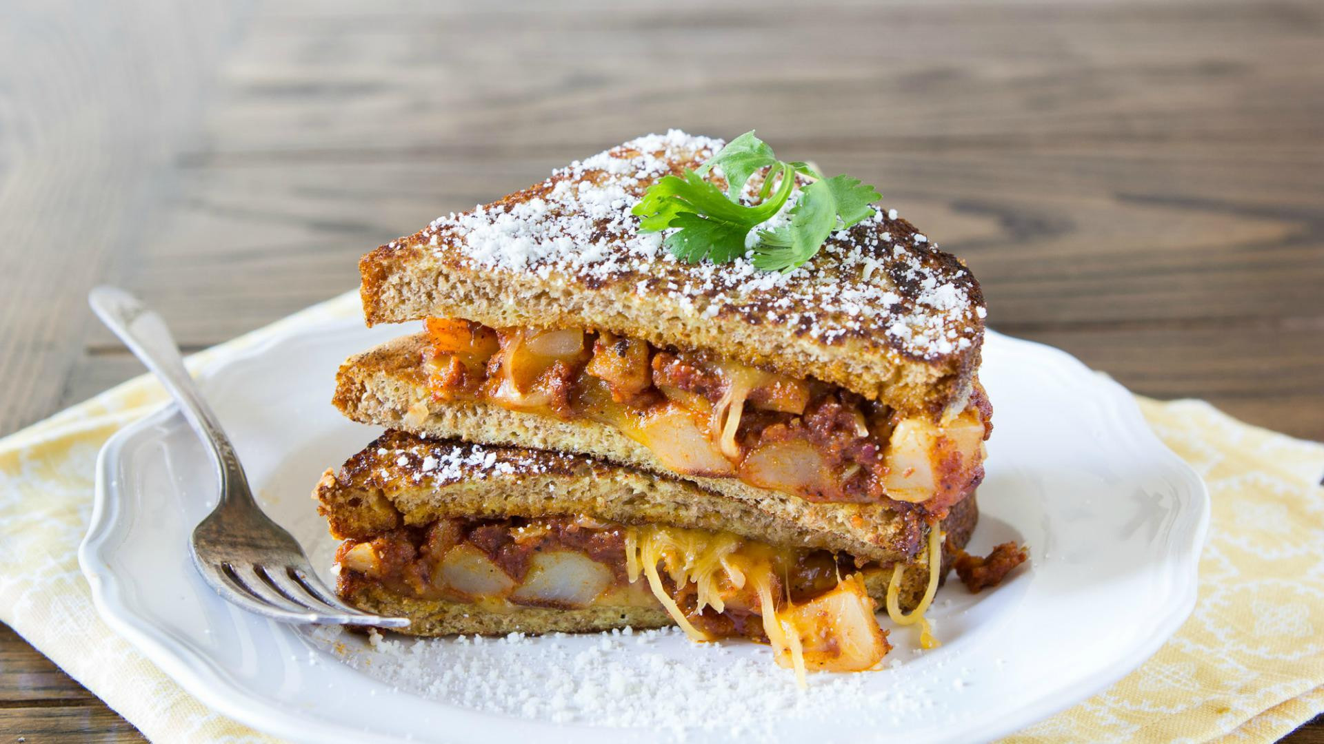 French Toast Sandwich
 Cheesy Mexican style stuffed French toast sandwiches