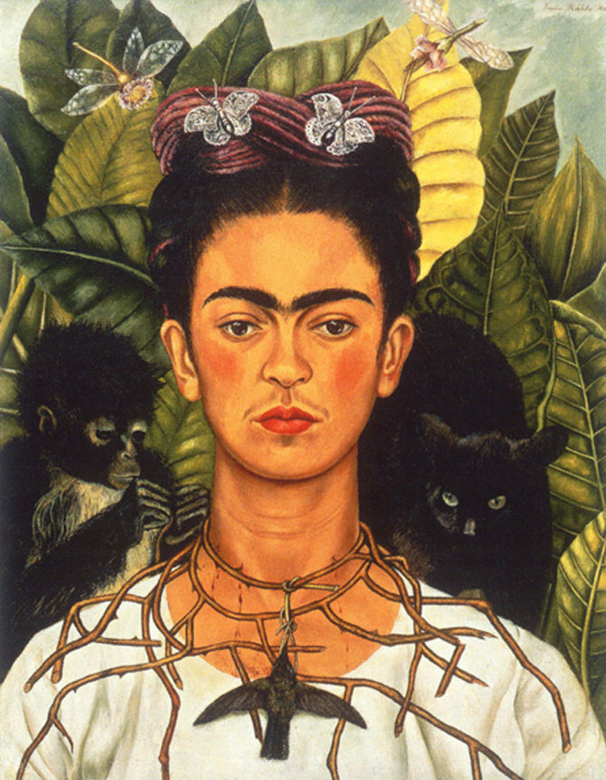 Frida Kahlo Self Portrait With Thorn Necklace And Hummingbird
 Self Portrait with Necklace of Thorns by Frida Kahlo