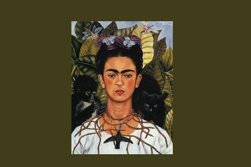 Frida Kahlo Self Portrait With Thorn Necklace And Hummingbird
 Frida Kahlo "Self Portrait with Thorn Necklace and