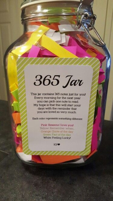 Friend Anniversary Gift Ideas
 365 Jar 1 note a day for 365 days Great t for an