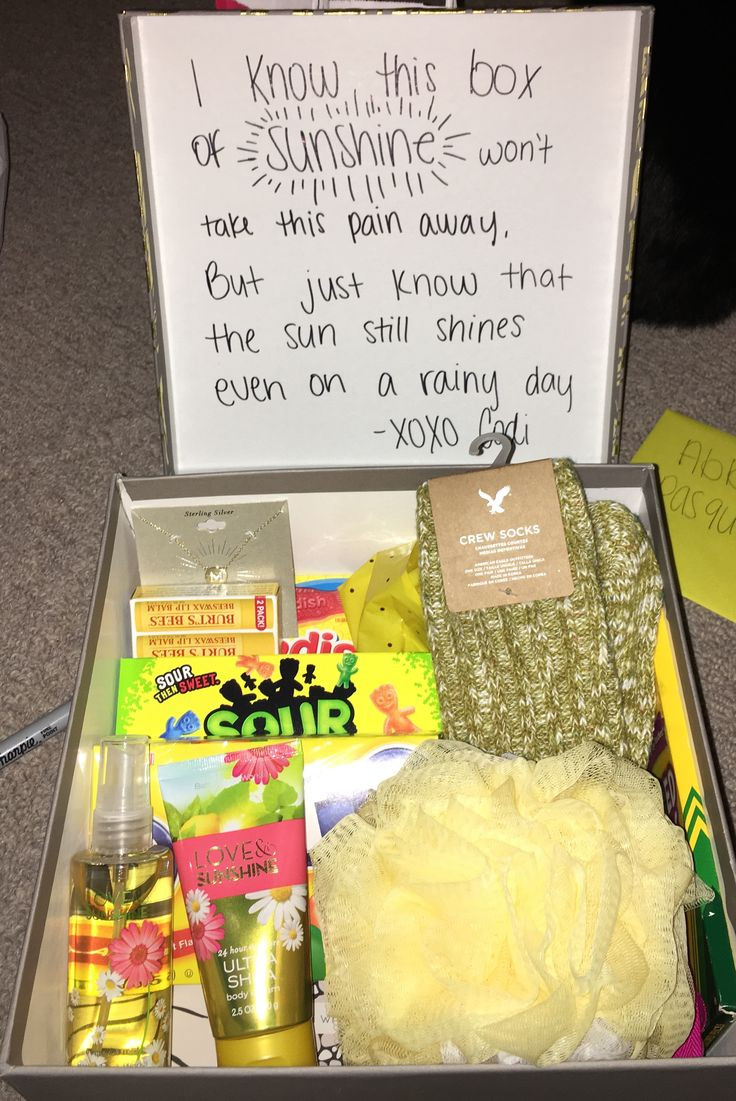 Friend Anniversary Gift Ideas
 care package for grieving friend Good idea