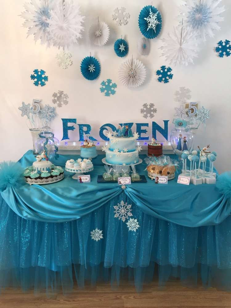 Frozen Birthday Decoration Ideas
 Stunning dessert table at a Frozen birthday party See