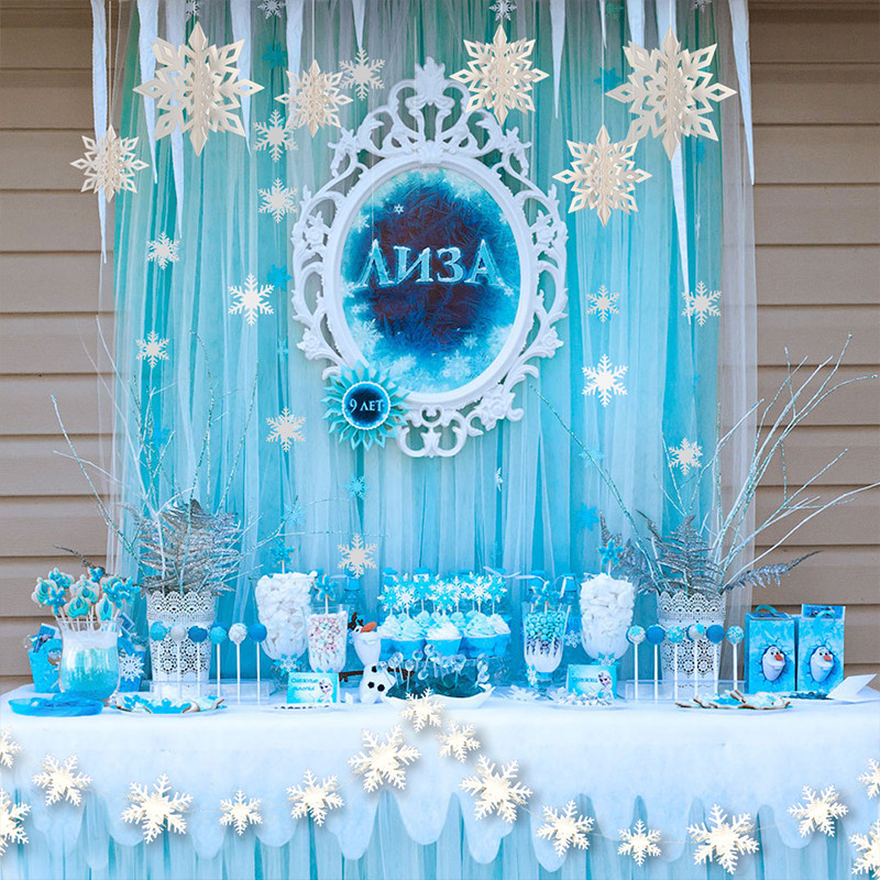 Frozen Birthday Party Supplies
 Frozen White Blue Birthday Party Kits Supplies Paper 3D