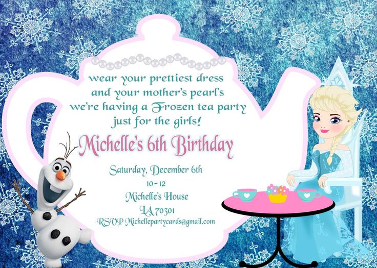Frozen Tea Party Ideas
 Elsa Frozen Tea Party Invitation by michellepartycards on