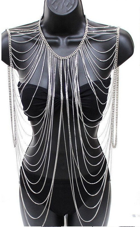 Full Body Jewelry
 Free Shipping Full Metal Body shoulder Chain Silver Gold