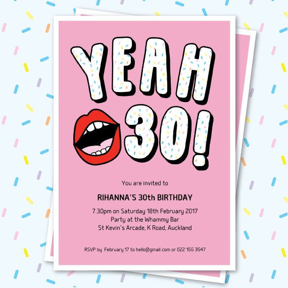Funny 30th Birthday Decorations
 30th Birthday Invitation Sassy Yeah 30 Lips Editable