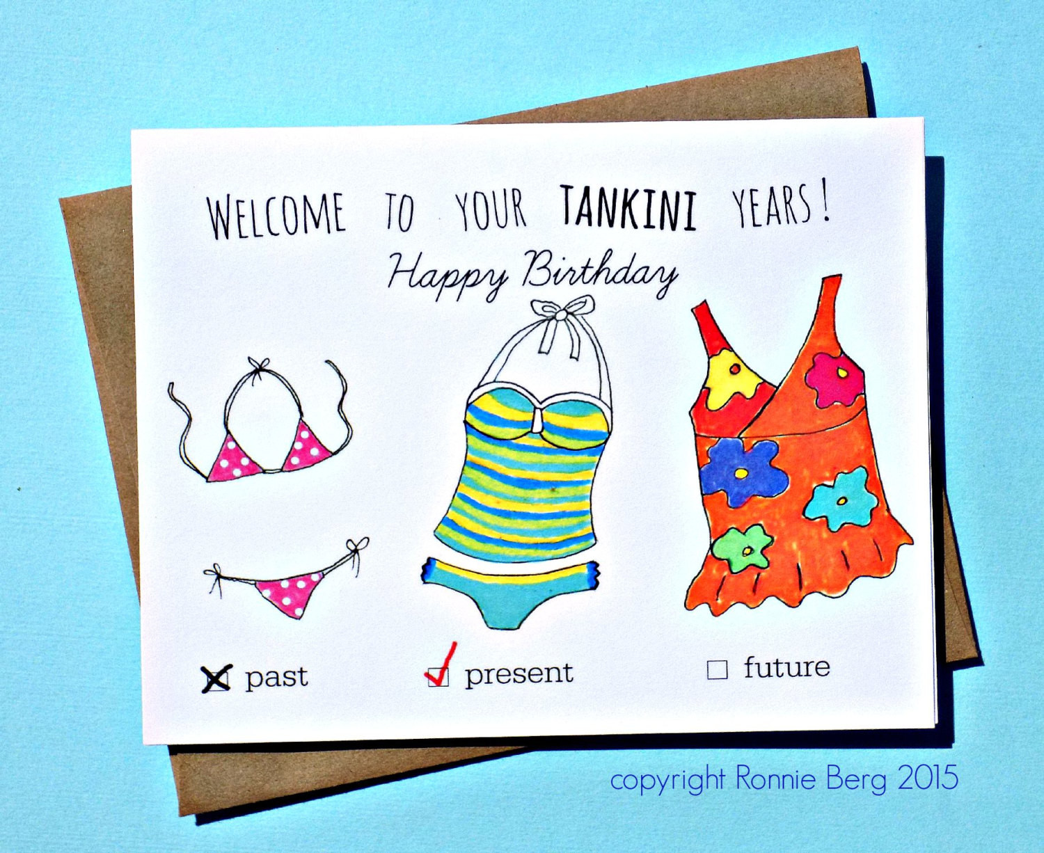Funny Birthday Cards For Her
 Funny Birthday Card For Her Tankini Birthday by BangsAndTeeth