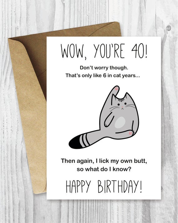 Funny Birthday Cards To Print
 40th Birthday Card Printable Birthday Card Funny Cat