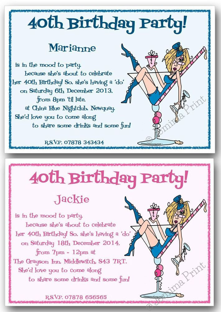 Funny Birthday Party Invitation Wording
 10x Personalised 18th 21st 30th 40th 50th 60th funny