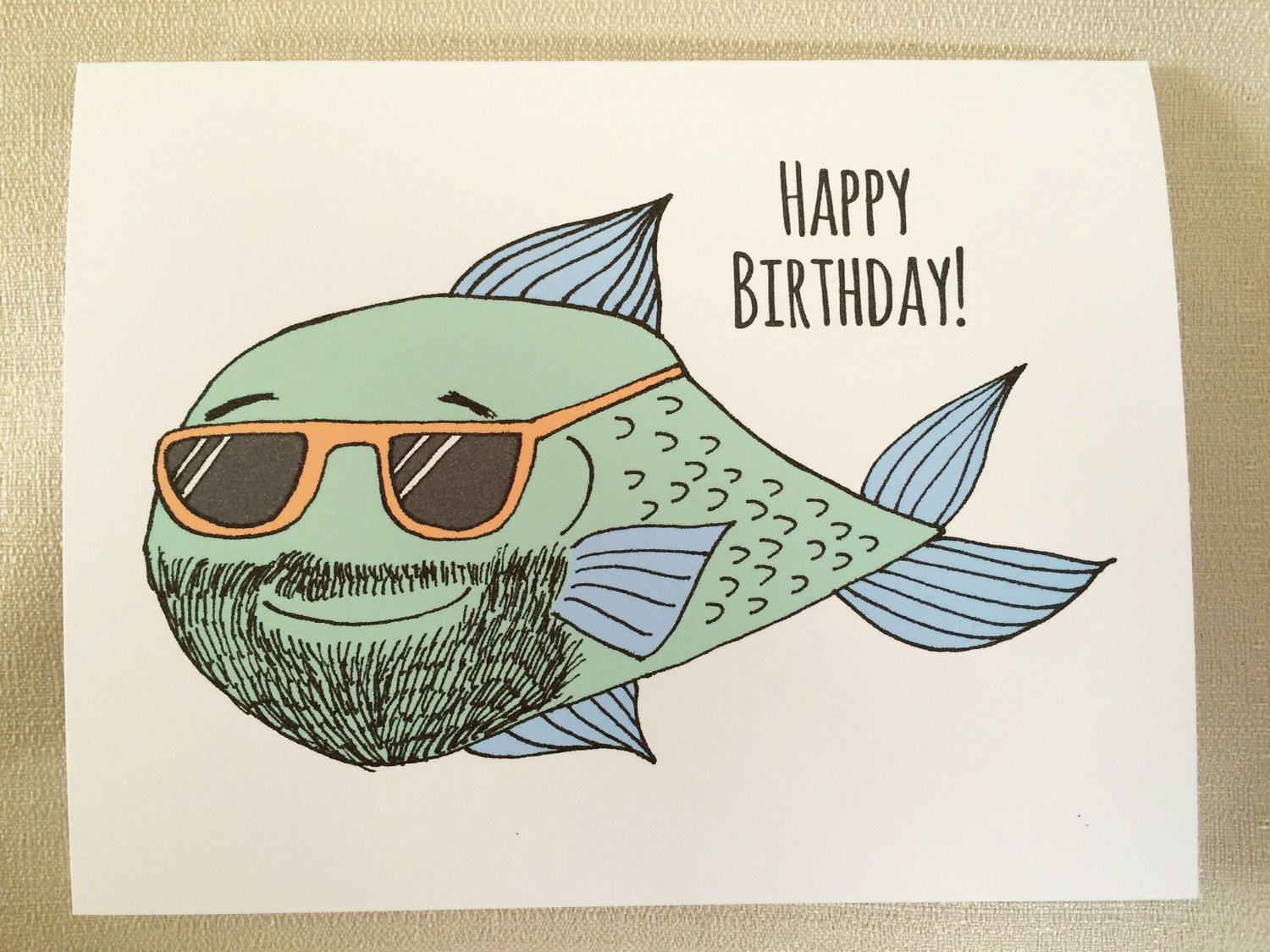 Funny Fishing Birthday Cards
 Happy Birthday Card fisherman birthday bearded man card