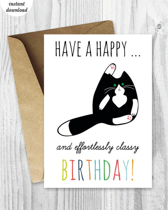 Funny Free Birthday Cards
 Printable Birthday Cards Funny Cat Birthday Cards Instant