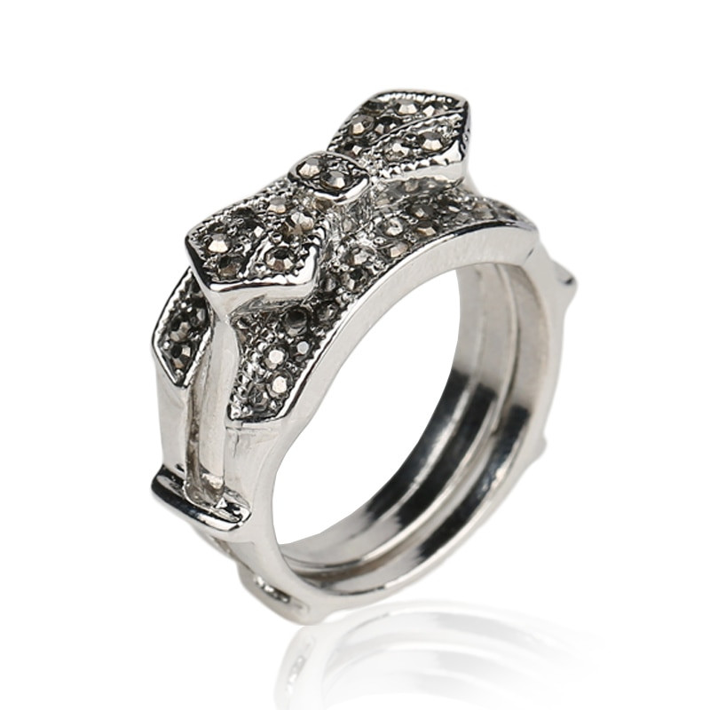 Gemstone Wedding Rings
 Luxury Black Stone Wedding Ring Tibet Silver Alloy