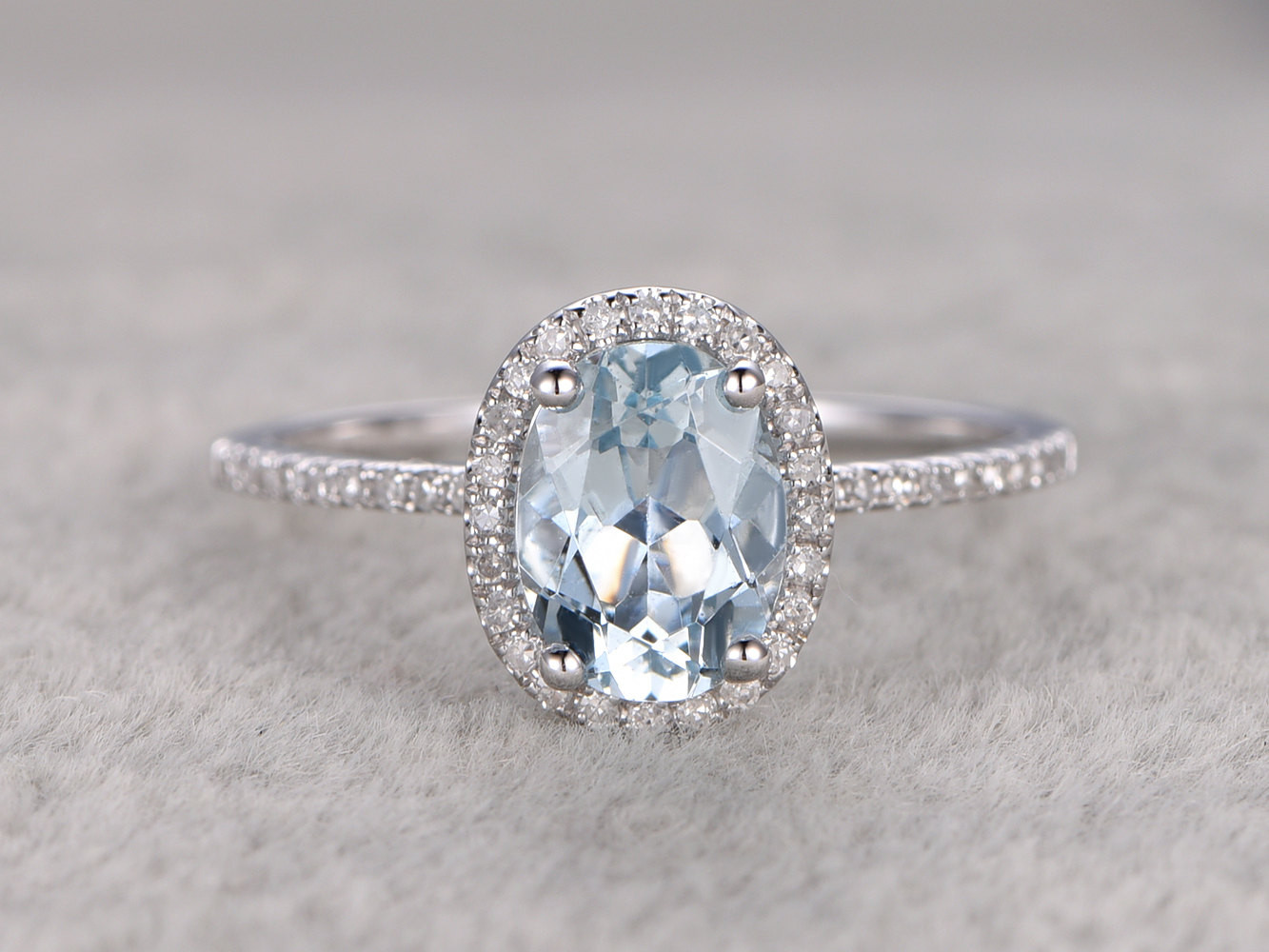 Gemstone Wedding Rings
 Natural Blue Aquamarine Ring Engagement ring White gold with