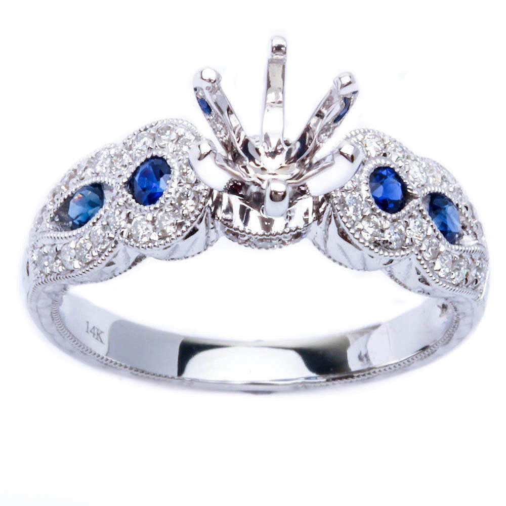 Gemstone Wedding Rings
 57ct Genuine Blue Sapphire & Diamond Engagement Semi