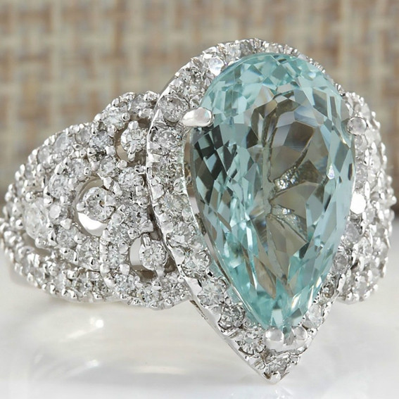 Gemstone Wedding Rings
 Women Jewelry 925 Silver Aquamarine Gemstone Wedding