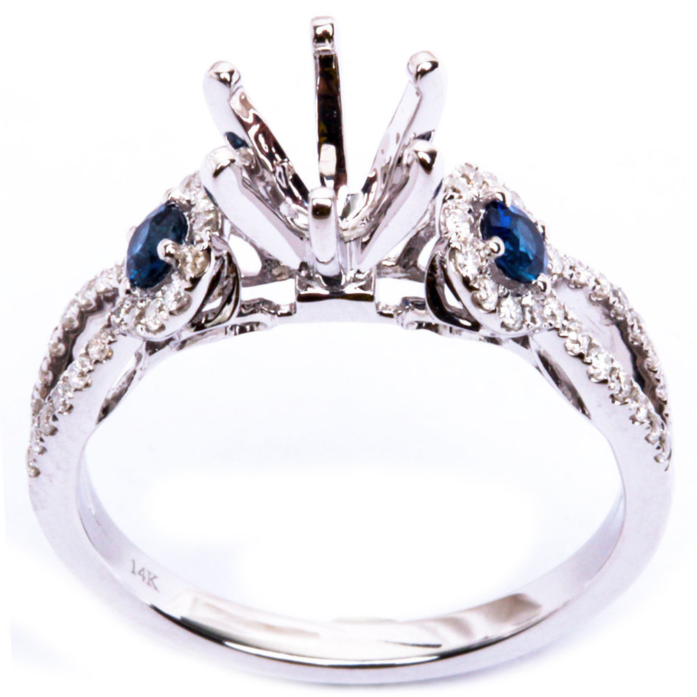 Gemstone Wedding Rings
 47ct Pave Set Blue Sapphire Gemstone & Diamond Semi Mount