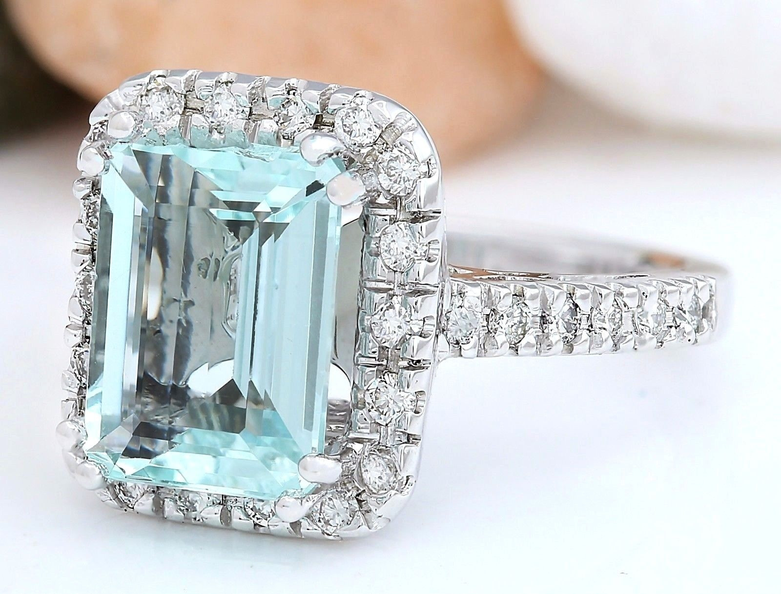 Gemstone Wedding Rings
 Women Jewelry 925 Silver Aquamarine Gemstone Wedding